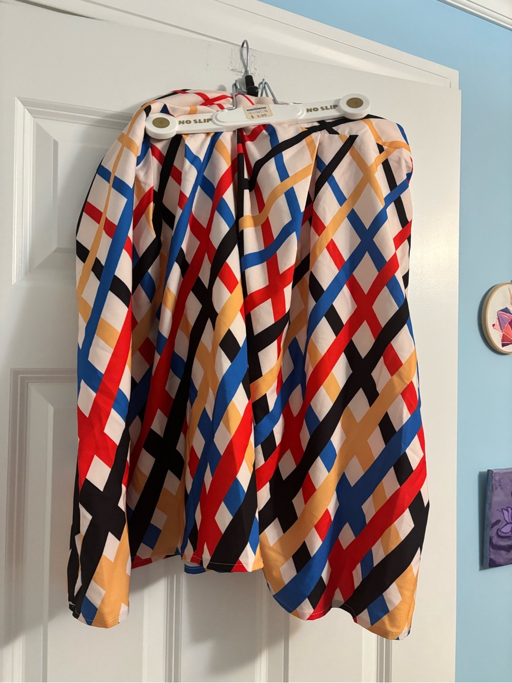 SHEIN Multicolor Plaid Circle Skater Skirt - Red, Blue, Black, Tan